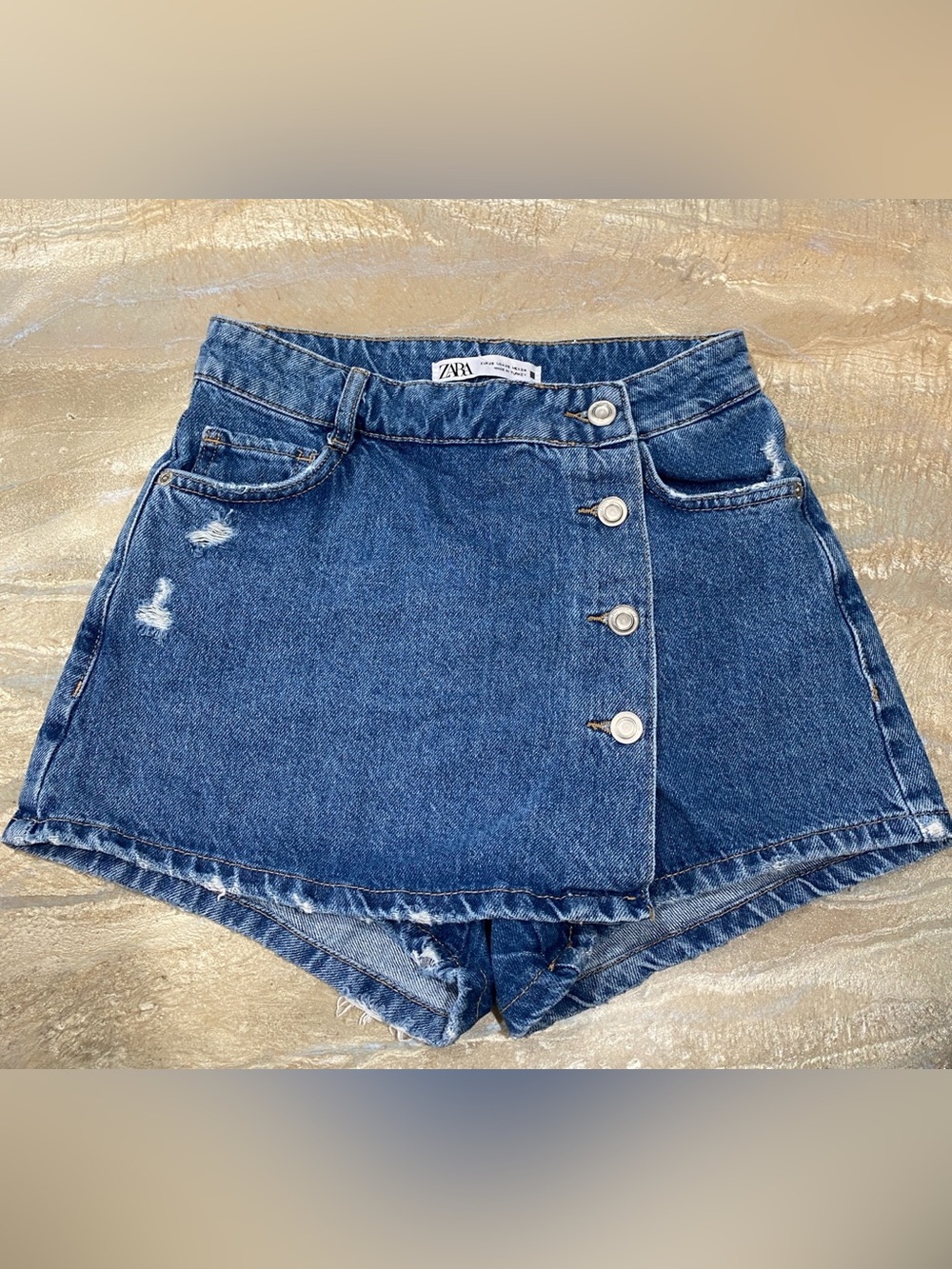 Zara Wrap Denim Skort with Front Button Detail Size XS / Preowned